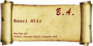 Boszi Aliz névjegykártya
